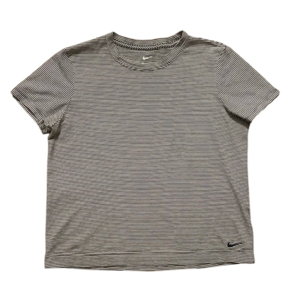 Nike Dark Blue White Striped Short Sleeve Cotton Tee Medium